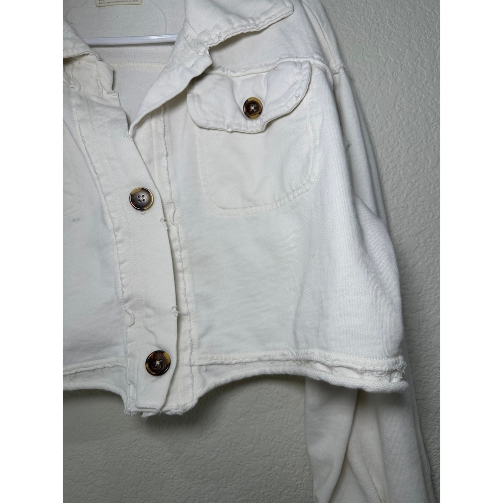 We The Free Free People White Cropped Cotton Shacket Jacket Small OB1125206 - Picture 8 of 10